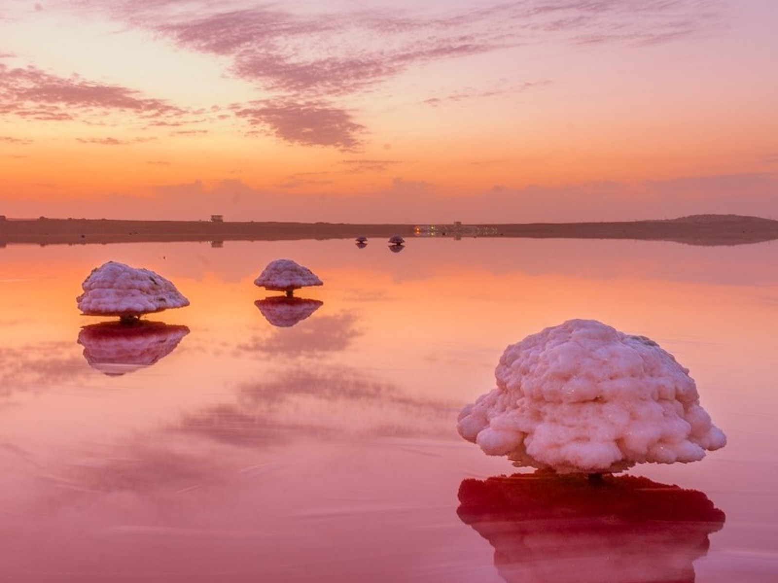 Розовое озеро в Крыму  