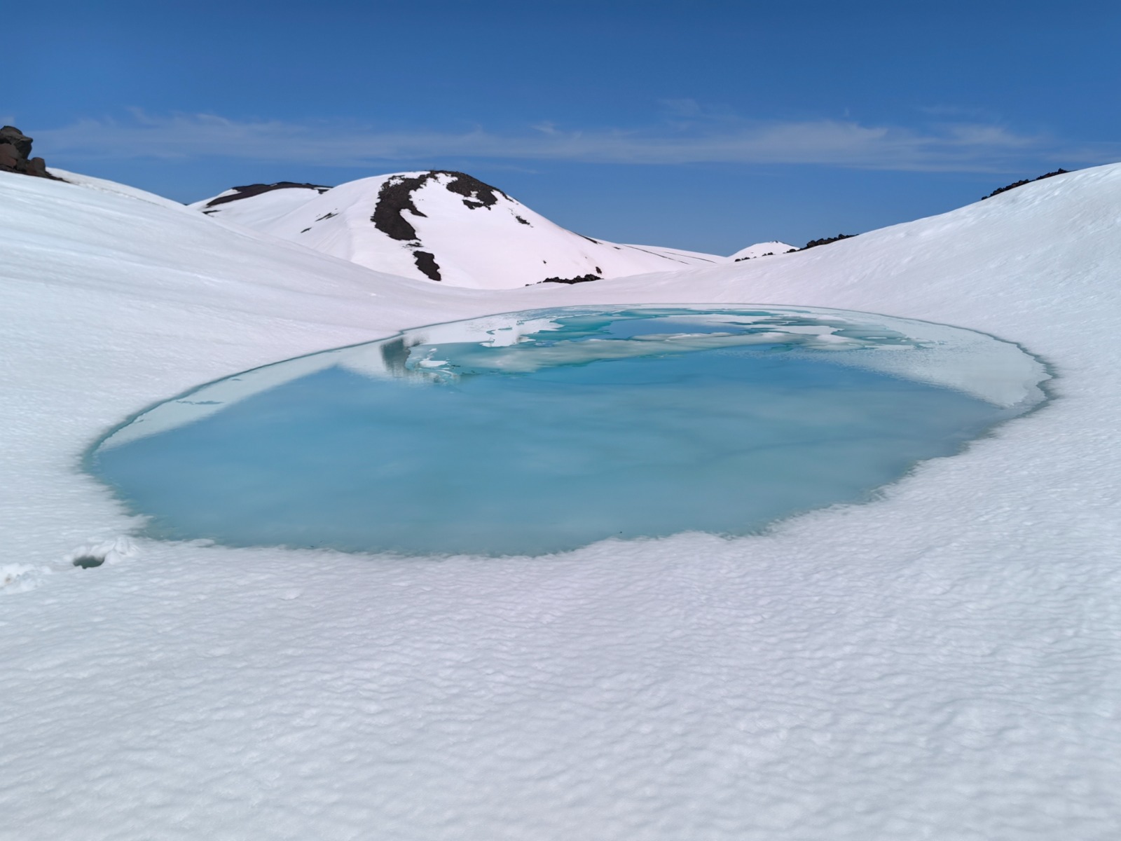 Голубые озера в кулуарах вулкана Горелый 