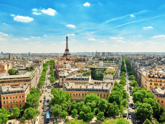 Красоты Парижа — Елисейские поля и Эйфелева башня