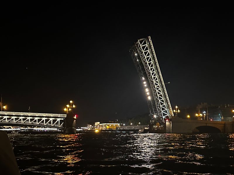 Троицкий мост в разведенном виде