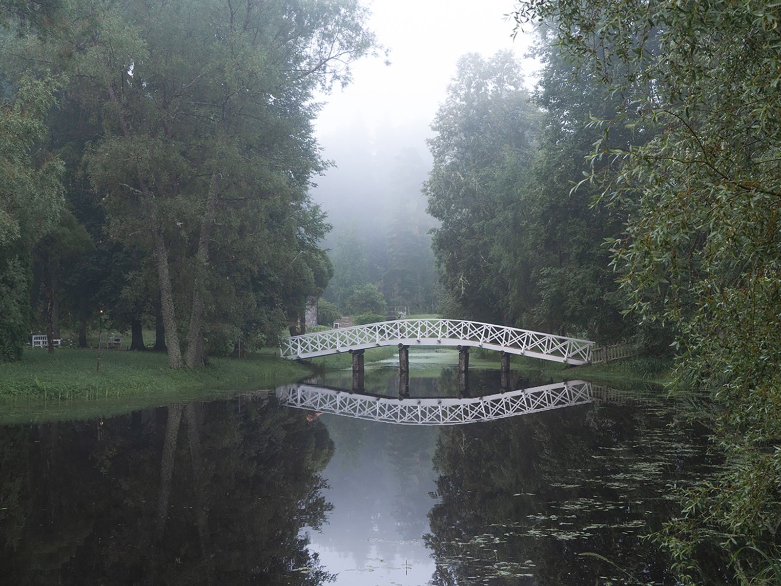 Усадьба "Михайловское", ажурный мостик над каскадом прудов