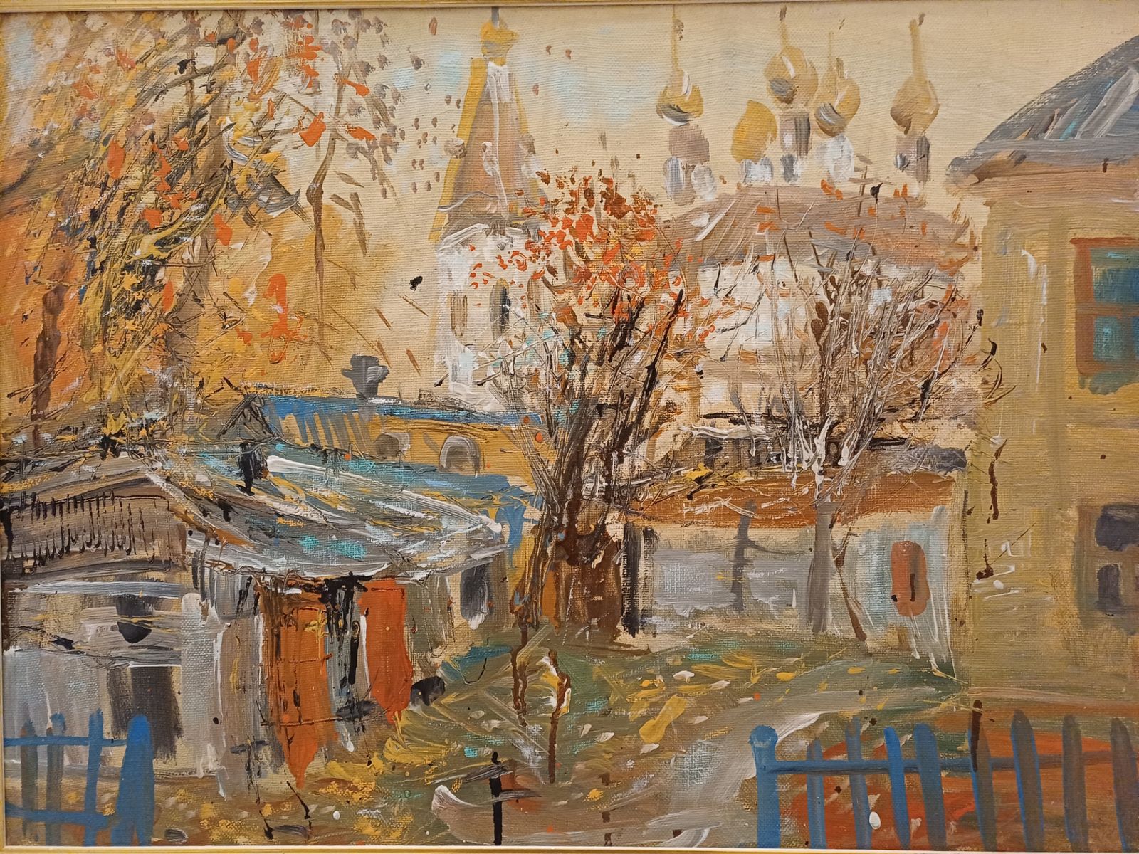 Городец на картине "Колокольный звон" художника Виктора Ануфриева. 75х55 см. 2009 год. Холст. Масло.