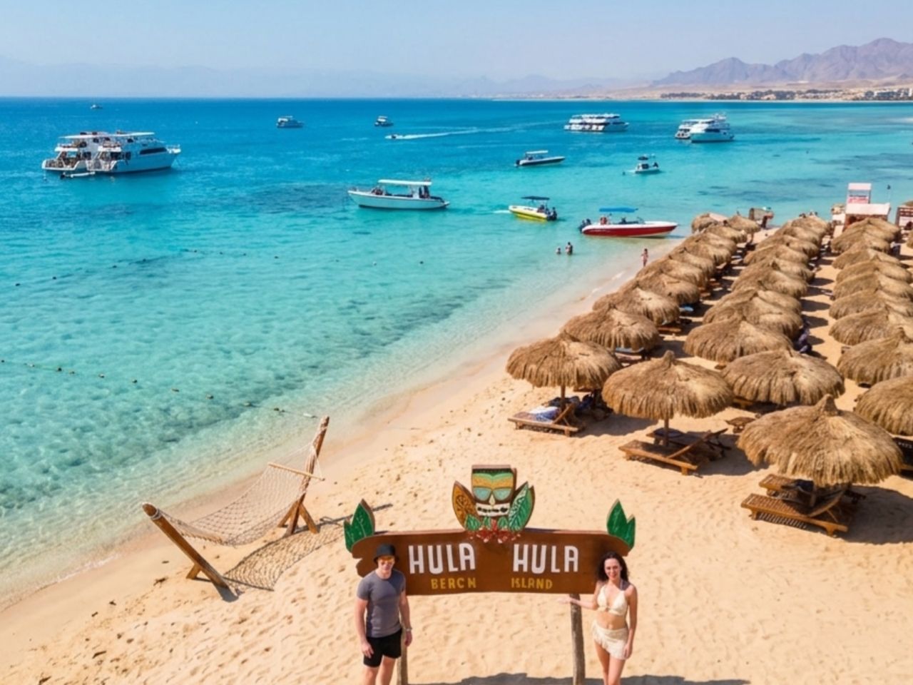 Групповая экскурсия на остров Хула-Хула в Хургаде - групповая экскурсия в Хургаде длительностью 8 часов с количеством участников более 20 человек со скидкой 5% цена экскурсии 23.75$