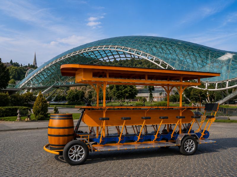 Поездка по Тбилиси на BeerBike: пиво, музыка и веселье на колёсах - групповая экскурсия в Тбилиси длительностью 45 минут с количеством участников до 15 человек со скидкой 5% цена экскурсии 33.25€