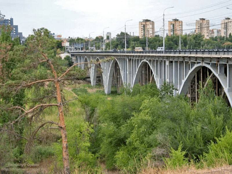 Астраханский мост и пойма реки Царицы 